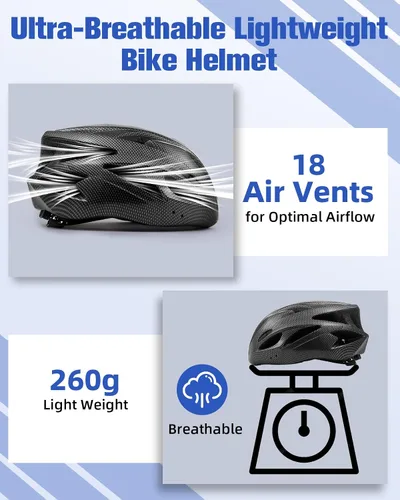 Vista 4 de Zacro Casco de bicicleta para adultos, ligero para hombres y mujeres, cómodo con almohadillas y visera, casco de bicicleta certificado para adultos