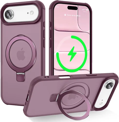 Vista 13 de CHAOFEnG Funda magnética compatible con iPhone 11 con soporte, prueba de caídas de grado militar, compatible con imán, anillo translúcido, parte