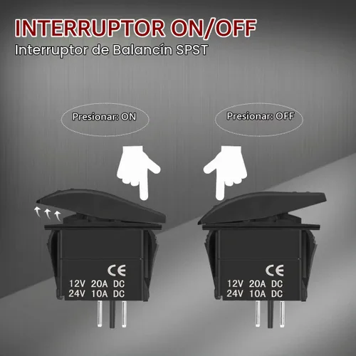 Vista 4 de DaierTek Interruptor Basculante Marino 12V Interruptor de Palanca Impermeable 12 Voltios 20A SPST 2 Pines ON/OFF Heavy Duty para Barco RZR RV