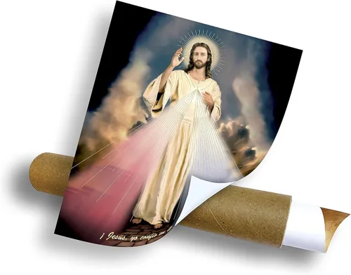 Vista 3 de Divina Misericordia Jesucristo I (8 x 10 pulgadas) - Arte de pared religioso laminado sin marco, póster para decoración del hogar, arte diseño