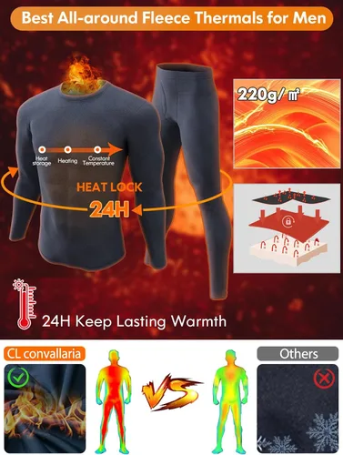 Vista 5 de CL convallaria Paquete de 2 calzoncillos térmicos para hombre, ropa interior larga suave y cálida, capa base para clima frío