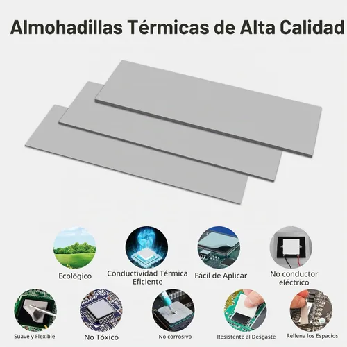 Vista 3 de UCEC 30 almohadillas térmicas GPU, 2.6 x 0.8 pulgadas, almohadilla térmica de silicona reutilizable para CPU, almohadilla de enfriamiento