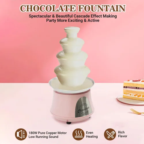 Vista 5 de Máquina de fuente de chocolate, 120 V, 180 W, 4 niveles, máquina eléctrica de fuente de chocolate para fondue de chocolate, máquina para reuniones