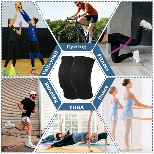 Vista 7 de 6 pares de rodilleras, suaves y transpirables, de voleibol, protectores de entrenamiento para baloncesto, fútbol, hockey, baile, correr para mujeres