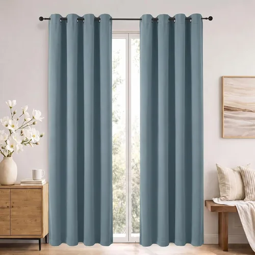 Vista 21 de Simplebrand Cortinas blancas puras de 96 pulgadas de largo para oscurecer la habitación, juego de 2 paneles para dormitorio/sala de estar, bloqueo
