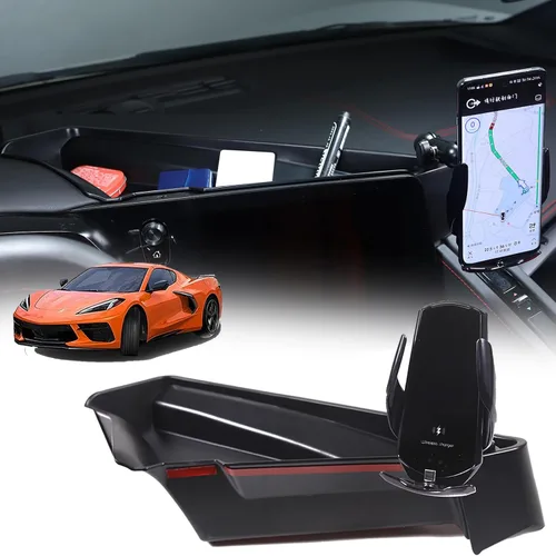 Vista 11 de Sekhyna Caja de almacenamiento trasera compatible con pantalla de navegación Chevrolet Corvette C8 2020-2025, bandeja organizadora para salpicadero