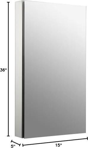 Vista 3 de Kohler K-2939-PG-SAA Botiquín catalán con puerta de espejo, estantes ajustables, bisagra de 170 grados, marco rectangular, 20" x 36