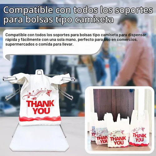 Vista 8 de YoYoRain Bolsas blancas de agradecimiento, 100 bolsas para camisetas, bolsas para llevar, bolsas de comestibles, reutilizables y desechables