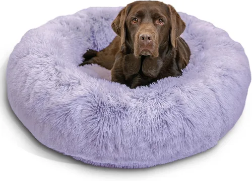 Vista 66 de Best Friends by Sheri - The Original Calming Donut - Cama calmante en forma de dona para perros y gatos - Pelo largo, azul bebé, M, 30 x 30 pulgadas