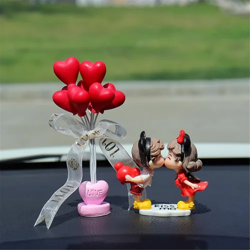 Vista 11 de Lindos adornos para pareja, lindo adorno para el interior del automóvil para parejas, decoración del automóvil, acción de caricaturas para parejas
