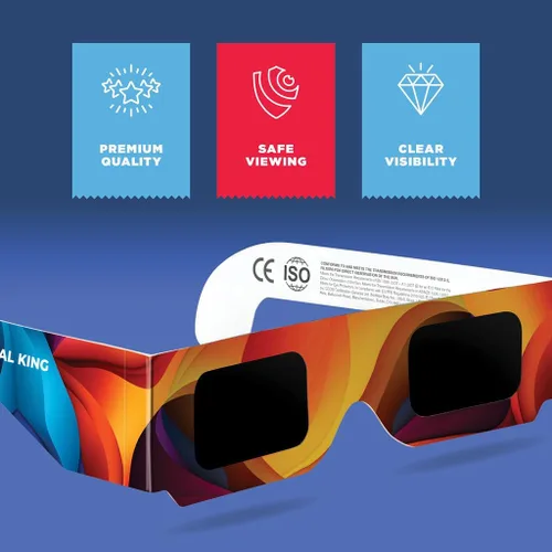 Vista 7 de Medical king Gafas de eclipse solar 2024 con certificación CE e ISO aprobadas 2024 para visión solar directa (paquete de 5)