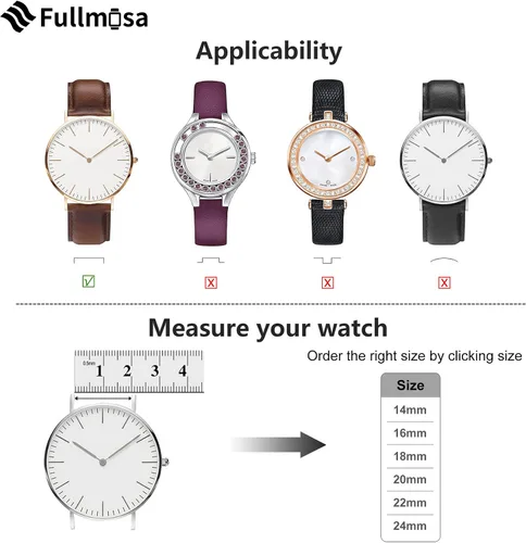 Vista 7 de Fullmosa Genuine Leather 14mm 16mm 18mm 19mm 20mm 22mm and 24mm Watch Bands, Quick Release Watch Band for Men and Women, Fits Samsung Galaxy Watch