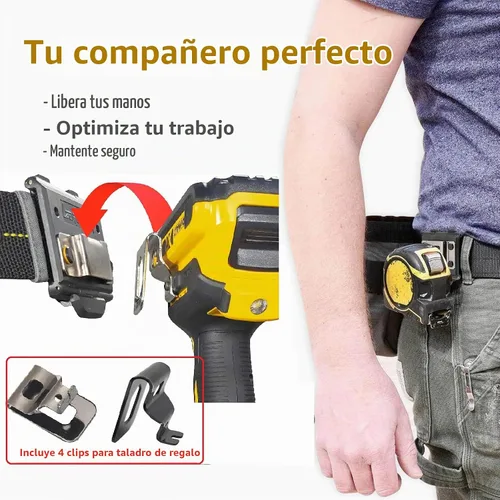 Vista 2 de Funda de cinta métrica con 4 clips de taladro, cinturón de soporte de cinta métrica, clip de cinturón de funda de taladro, funda de taladro