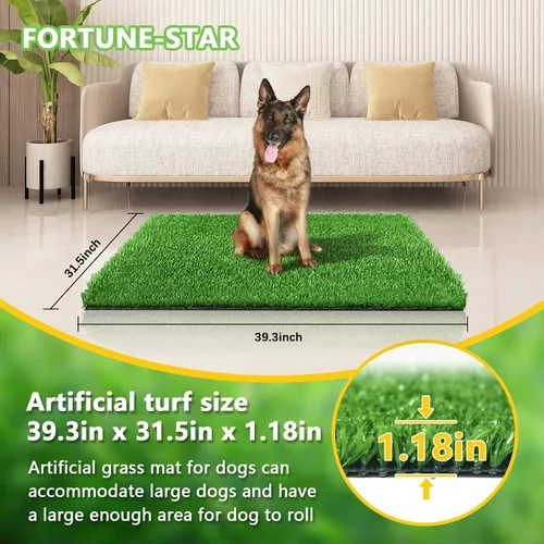 Vista 2 de Almohadilla de césped de 39.3 x 31.5 pulgadas para perros para entrenamiento profesional para ir al baño, césped artificial reutilizable