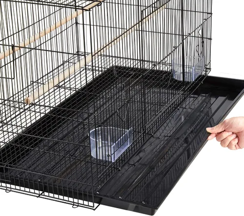 Vista 5 de Topeakmart Pet Products - Jaulas rectangulares apilables para pájaros pequeños, loros, periquitos, cacatúas, conures, periquitos, agapornis Negro