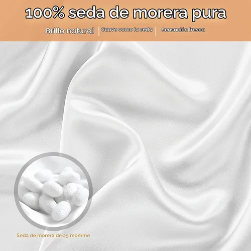 Vista 3 de Funda de almohada de seda para cabello y piel, paquete de 2 fundas de almohada 100% seda de morera 25 momme, 600 hilos, fundas de almohada de seda