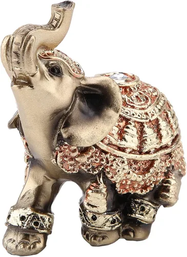 Vista 11 de Estatua de elefante dorado, estatua de elefante vintage de Feng Shui, figura coleccionable de elefante de la suerte de Feng Shui, escultura
