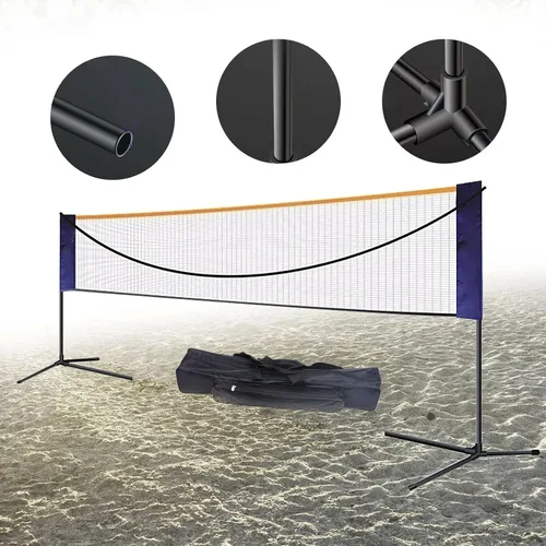 Vista 2 de Juego de 20 pies de red de bádminton, voleibol, tenis, pickleball, juego de red de bádminton portátil para niños, voleibol, tenis, fútbol, red