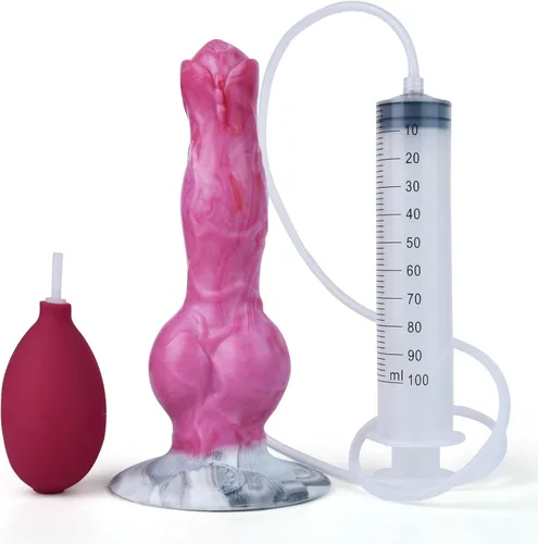 Vista 4 de Squirting Monster Dog Silicone Dildo with Suction Cup (Blue) Soft Akin-safe silicone Strong Auction Cup for Hands-free Anal Plug Penis for