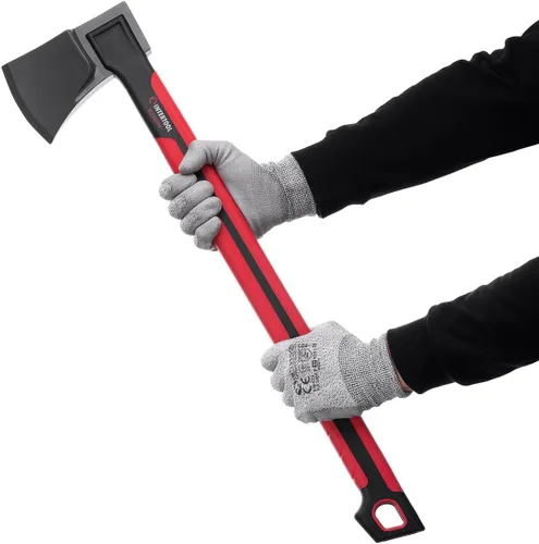 Vista 12 de INTERTOOL Hacha larga para acampar con hacha para cortar madera y leñar, herramienta de hacha de 18 pulgadas para dividir leña y supervivencia al