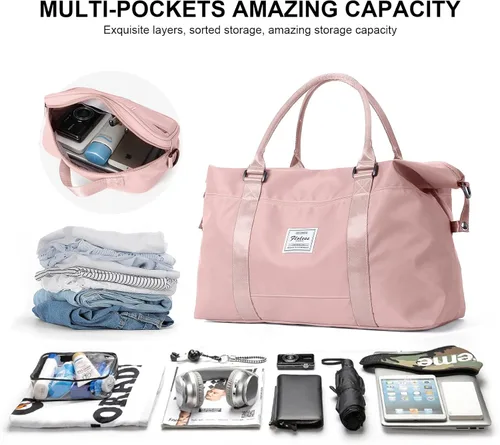 Vista 2 de Bolsa de viaje para gimnasio, bolsa de hombro para fin de semana para mujer