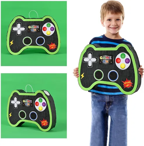 Vista 5 de WERNNSAI - Piñata de controlador de videojuegos, suministros para fiestas, paquete con venda y bate para niños, temática de juegos, fiesta
