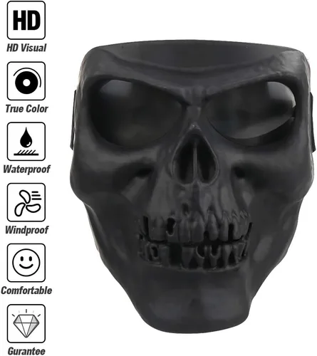 Vista 2 de Máscara de calavera espeluznante con lente polarizada para Airsoft, Paintball, Motor Racing