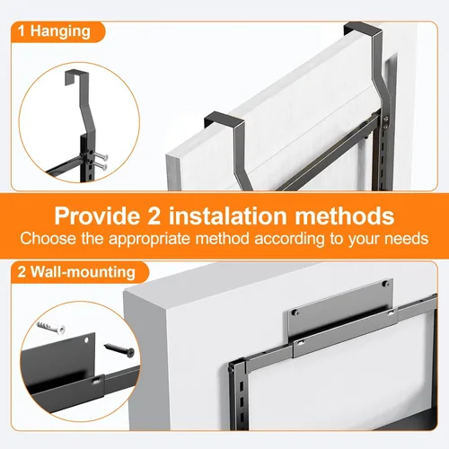 Vista 4 de Orangizer 2 en 1 de 8 niveles para colgar o colgar en la pared con cesta de madera ajustable, estante de almacenamiento de condimentos resistente