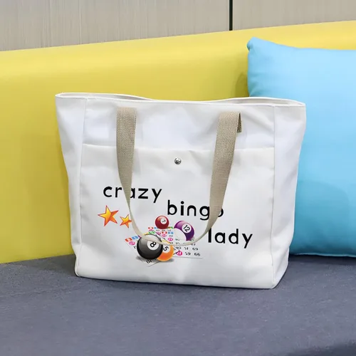 Vista 2 de VAMSII Crazy Bingo Lady Tote Large Juego de Bingo Bolsa de Almacenamiento Bingo Amante Regalos Bingo Jugador de Bingo Bolsa de Bingo Bolsa