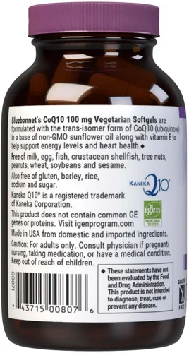 Vista 3 de BlueBonnet Cápsulas blandas vegetarianas CoQ-10, 100 mg, 30