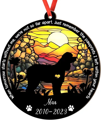 Vista 110 de Adorno personalizado para atrapasoles de sabueso afgano, adorno de Navidad de sabueso afgano – Regalo para perro amante, sabueso afgano