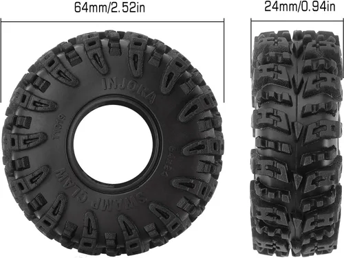 Vista 5 de INJORA Neumáticos 1.0 - Neumáticos S5 Swamp Claw para Terreno de Lodo para TRX4M AX24 Axial SCX24 FCX24 Auto RC Crawler 1/18 1/24, 64 * 24mm, T1019
