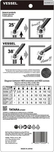 Vista 3 de VESSEL Llave hexagonal de punta esférica en L Stubby (tipo largo) 9PC. Set No.8209BP-LU 8209BPLU
