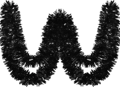 Vista 5 de Guirnalda de Oropel de Navidad de 26.2 pies Negra de Halloween Guirnalda Metálica para Árbol Decoraciones Colgantes de Oropel con Brillantina