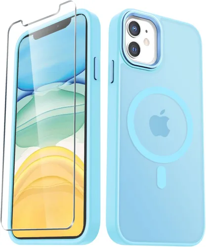 Vista 47 de YENAPOON Funda magnética mate para iPhone 11 con 1 protector de pantalla, compatible con Magsafe, translúcida esmerilada, delgada, a prueba