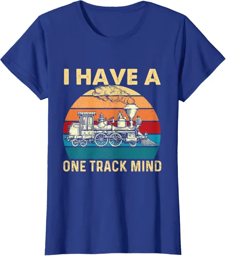 Vista 47 de Camiseta con texto en inglés "I Have A One Track Mind - Trainspotter Model Train Railroad, Negro, S