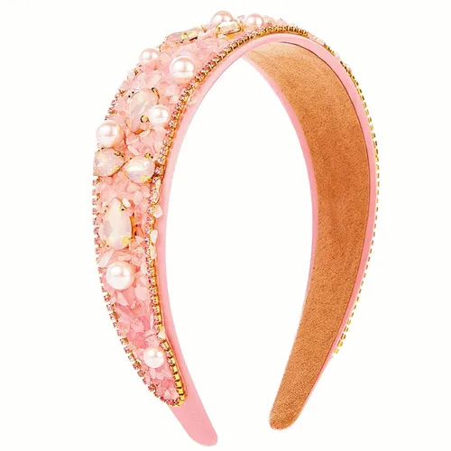 Vista 12 de Diademas turquesa para mujeres y niñas, banda ancha antideslizante para la cabeza, bandas para la cabeza con nudo superior, diadema de perlas de Azul