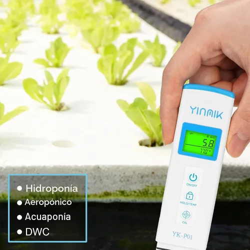 Vista 4 de YINMIK Medidor de pH, Probador de pH Digital para Hidroponía, Medidor de pH y Temperatura con Pantalla Horizontal para Piscina, Spa, Bañera