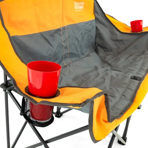 Vista 2 de Creative Outdoor Distributor Silla de campamento de lujo, marco de acero y telas de poliéster, se pliega compacta, bolsa de almacenamiento incluida