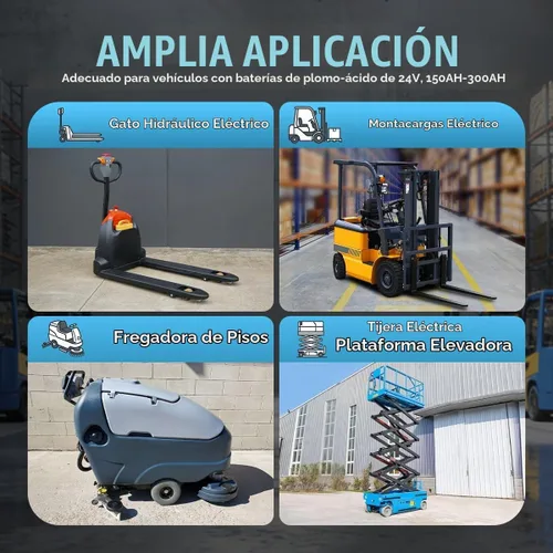 Vista 3 de Cargador de batería para carretilla elevadora 24V 30A Cargador de batería inteligente con pantalla digital LCD Cargador de carretilla elevadora
