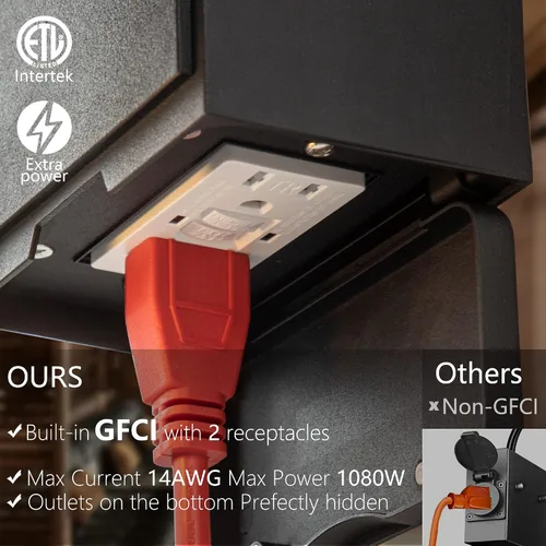 Vista 2 de Luces de pared para exteriores con salida GFCI, luces de porche con sensor de movimiento para casa, 3 modos, accesorio de luz exterior del atardecer