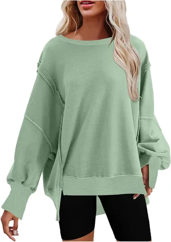 Vista 5 de SMIDOW Sudaderas de cuello redondo de gran tamaño para mujer, sudaderas con capucha para otoño 2023 a la moda, ropa cálida Y2K, casual