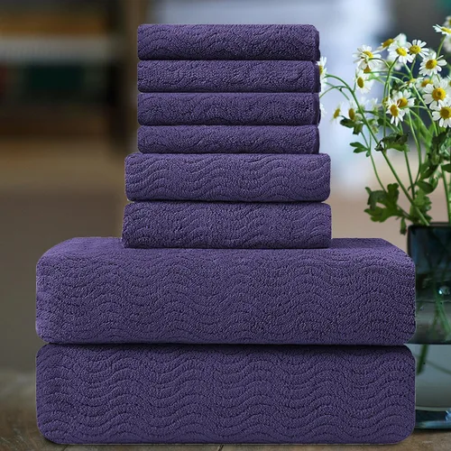 Vista 21 de Smuge Juego de toallas de baño texturizadas ultrasuaves de 8 piezas para baño, ducha, piscina, cocina, secado rápido, ligeras y altamente