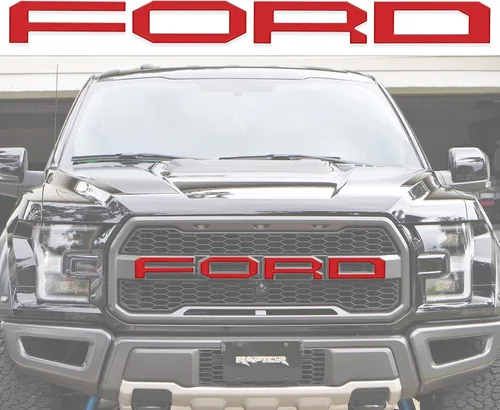 Vista 16 de Superposiciones de letras de rejilla frontal, compatibles con Raptor 2015-2020