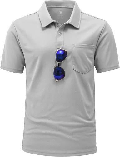 Vista 8 de BGOWATU Polo de golf para hombre, manga corta, cuello para tenis al aire libre Verde militar