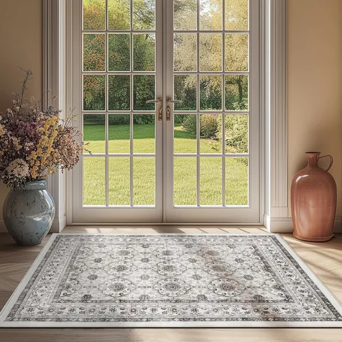 Vista 110 de jinchan Fiora - Alfombra lavable de área pequeña, alfombra de entrada floral de medio círculo de 2 x 3, tapete de media luna de pelo bajo, suave