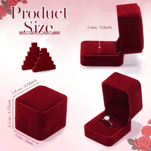 Vista 2 de BBTO Caja de terciopelo para anillos de 36 piezas para ceremonia de boda, caja de anillo de compromiso, caja de regalo para anillos de boda, caja