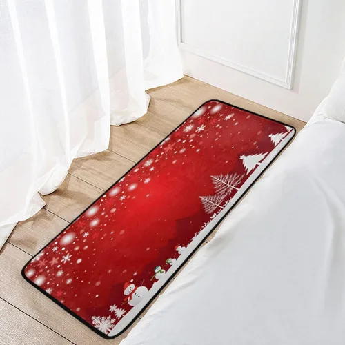 Vista 6 de Alfombras de cocina, diseño de árbol de Navidad, muñeco de nieve, antideslizantes, suaves, alfombra de cocina, tapete de baño, tapete