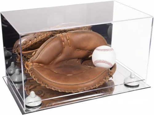 Vista 177 de Better Display Cases Vitrina de guantes de béisbol de acrílico transparente con elevadores negros (A011/V16)