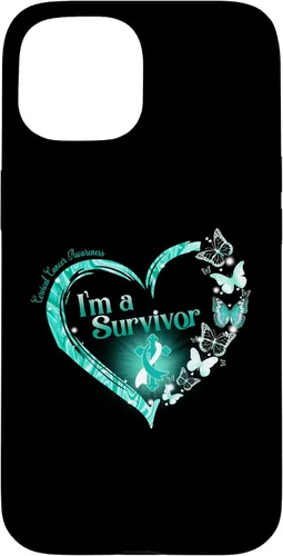 Vista 6 de Teal Ribbon Butterfly Cervical Cancer I'm A Survivor Case for iPhone 17